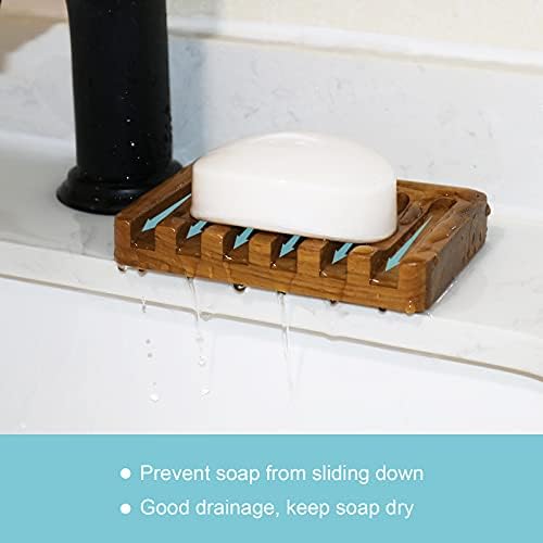 HTB Teak Soap Dish with Slanted Drainage Design