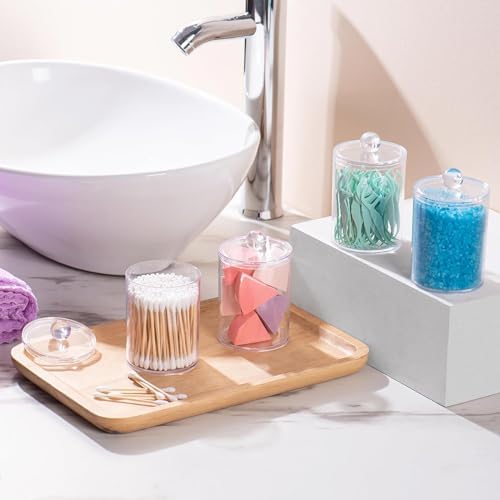 2 Pack Qtip Holder Clear Plastic Dispenser for Bathroom Storage