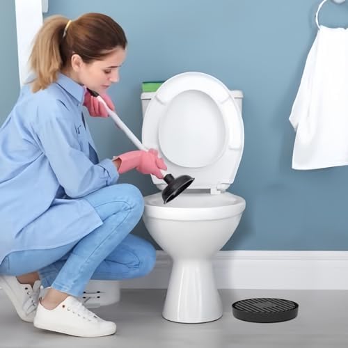 Dealsgogo 2pcs Plunger Tray Black - Plunger Mat Holder for Toilet