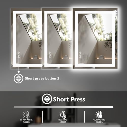 Sweetcrispy 36x28 LED Vanity Mirror with Anti-Fog and Dimmable Light