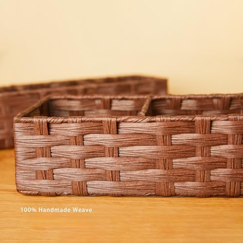 Buaihekafei Toilet Paper Basket with Dividers Waterproof Wicker Storage for Bathroom