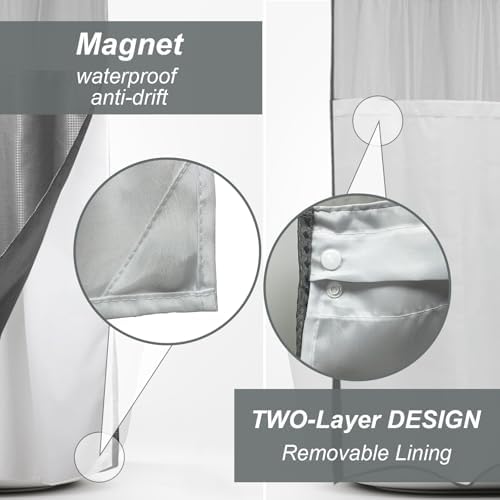 Final Friday Grey Waffle Weave Shower Curtain Set 1