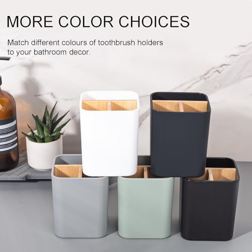 Bamboo Toothbrush Holder with 3 Slots - Black