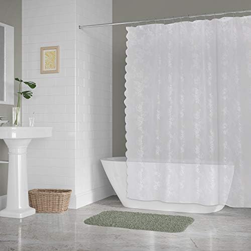 DII Translucent Lace Shower Curtain 72x72 Flower Blossom White