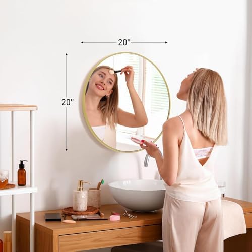 20 Inch Round Mirror with Gold Aluminum Frame