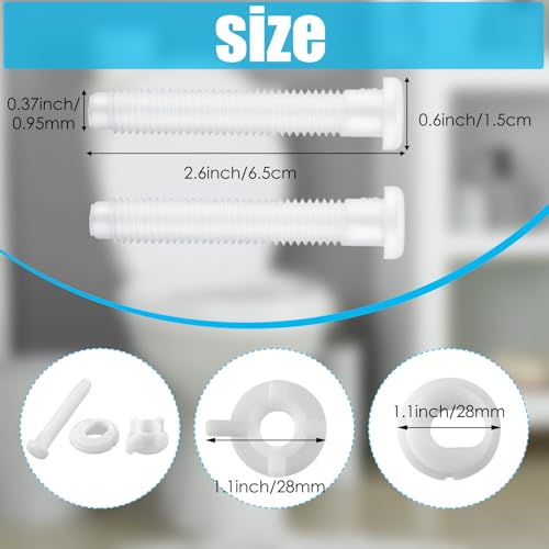 Jetec Toilet Seat Replacement Kit 2 Pieces Plastic Bolts with Nuts and Washers