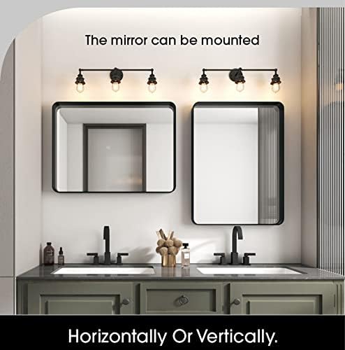 OKPAL 24x36 Inch Black Metal Wall Mirror