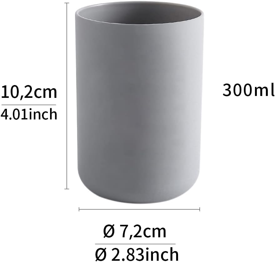 Wongwongcat 2Pcs Bathroom Tumblers Dishwasher Safe Food-Grade PP 10floz Grey Grey