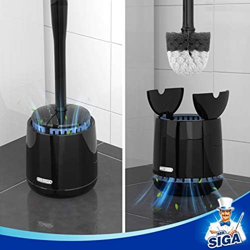 MRSIGA Toilet Bowl Brush and Holder Premium Black 1 Pack