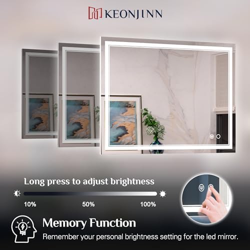 Keonjinn 72 x 32 Inch LED Wall Mirror with Lights