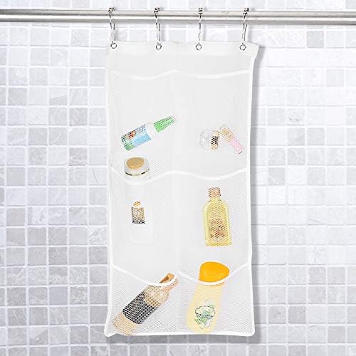 Cyrank Hanging Mesh Shower Organizer with 6 Pockets