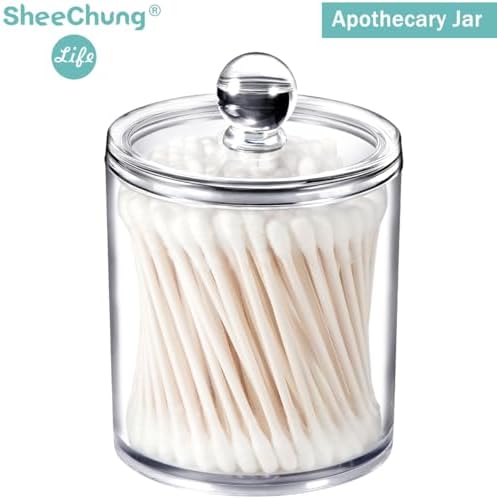 SheeChung 6 Pack Qtip Dispenser Clear Acrylic Jars