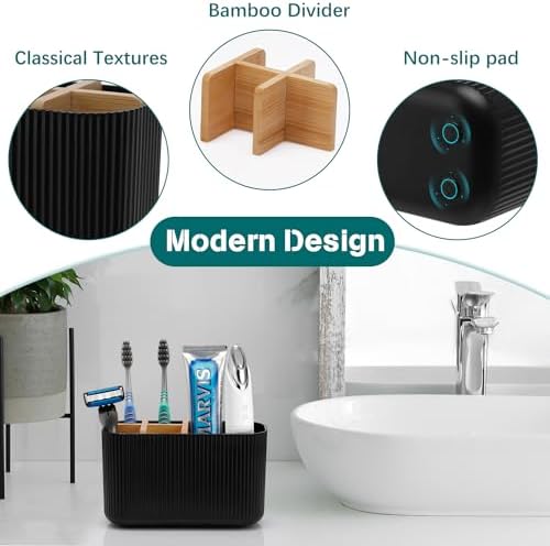 GFWARE Black Toothbrush Holder Organizer
