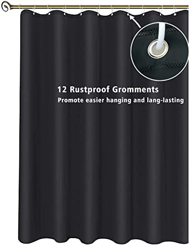Black Fabric Shower Curtain with Magnetic Weights