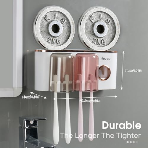 iHave Toothbrush Holder with Dispenser and Storage - Wall Mounted Bathroom Accessory