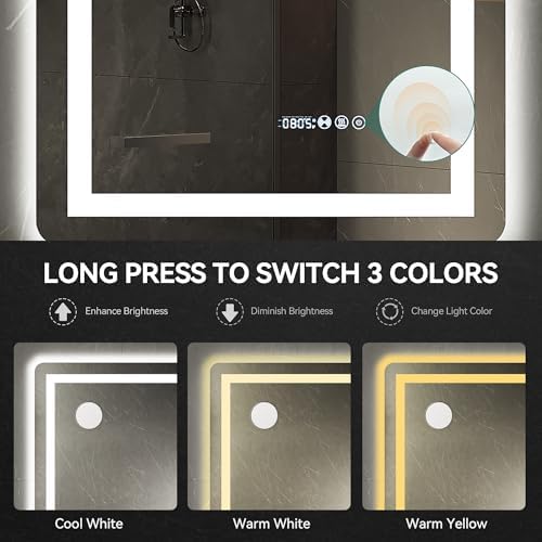 YITAHOME LED Bathroom Mirror with Anti-Fog and 10X Magnifying Glass