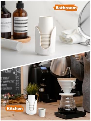 ABRUTY Bathroom Cup Holder 3-4oz Ceramic Dispenser for Vanity Countertops