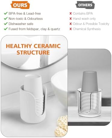 ABRUTY Bathroom Cup Holder 3-4oz Ceramic Dispenser for Vanity Countertops