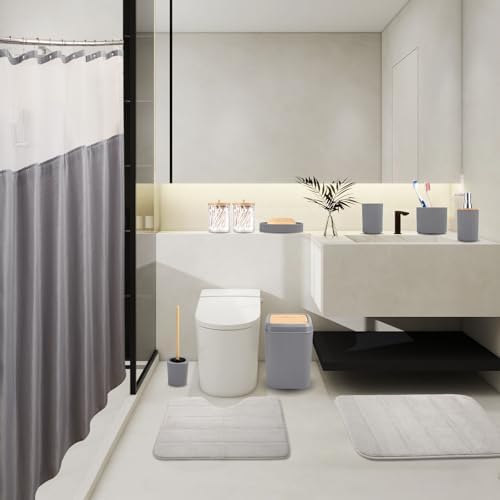 23-Piece Grey Bathroom Accessories Set - Modern Durable