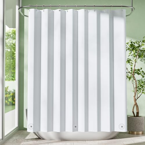 Amazer White Waterproof Shower Curtain Liner with Magnets
