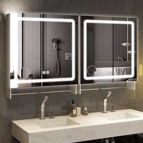 Vabches LED Bathroom Mirror 32x36 Anti-Fog Wall Mount