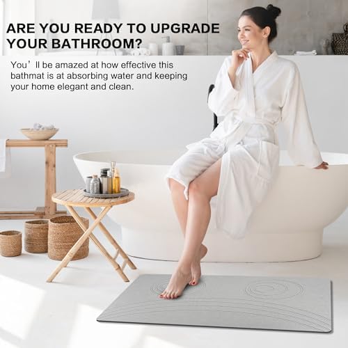 Stone Bath Mat - Non Slip Quick Drying Easy to Clean 236x154 Inch