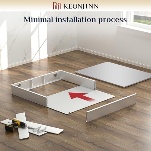 Keonjinn 30x26 Inch Medicine Cabinet with Mirror Silver Frame