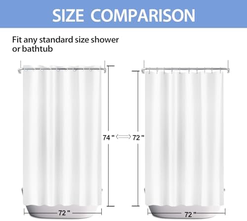 YISURE No Hook Shower Curtain Liner 72x74 Inches