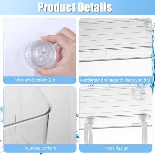 CIEOVO 2 Piece Clear Bath Toy Organizer with Suction Cup Hooks