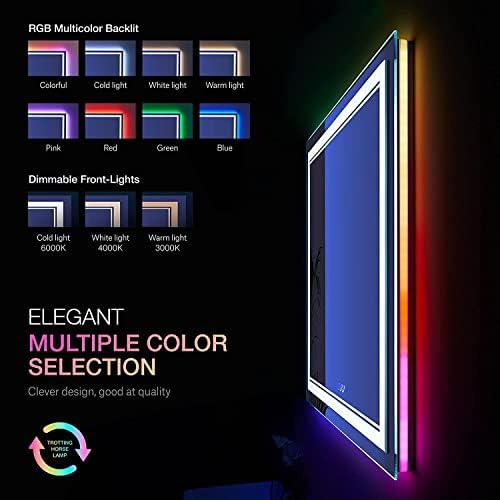 55x36 Inch RGB LED Bathroom Mirror with Anti-Fog and Dimming