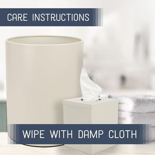Round Bathroom Trash Can and Tissue Holder Set of 2 White