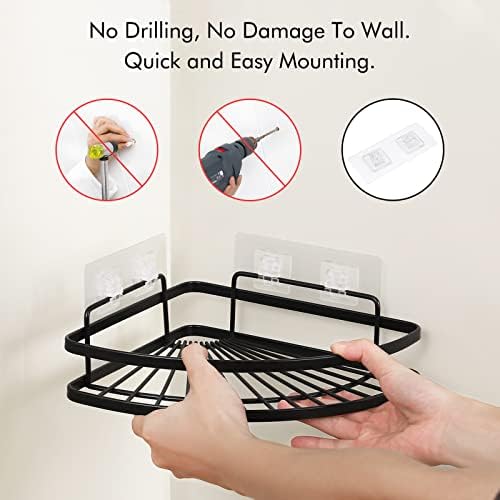 KES Matte Black Shower Caddy 2 Pack with Snap-Lock Hooks
