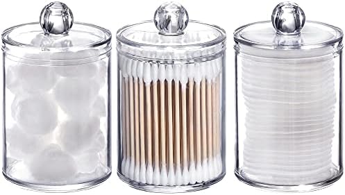 Tbestmax 3 Pack Cotton Swab Holder Clear Jar for Q-Tips