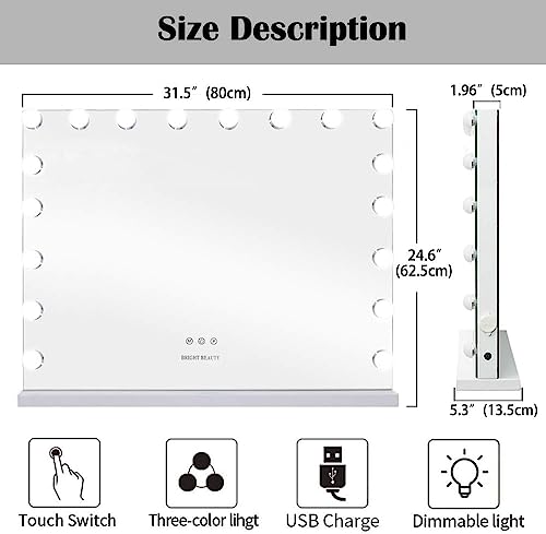 LilyHome Wall-Mounted Vanity Mirror with 18 LED Lights and Touch Control