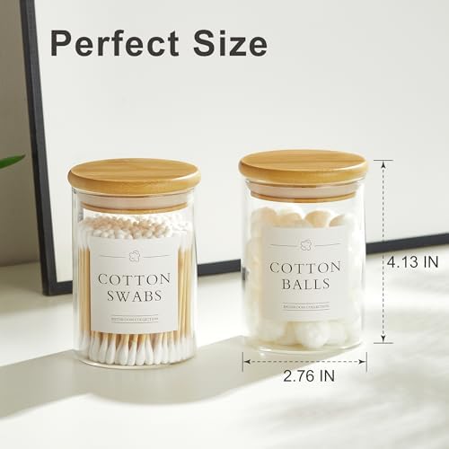 INIUNIK 2 Pack Qtip Holder Dispenser with Bamboo Lids