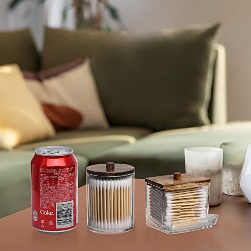 Tbestmax 4 Pack Cotton Ball Dispenser with Bamboo Lids Brown