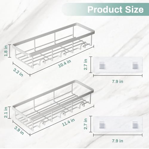 Oasiteege White Shower Caddy 2-Pack Adhesive Organizer