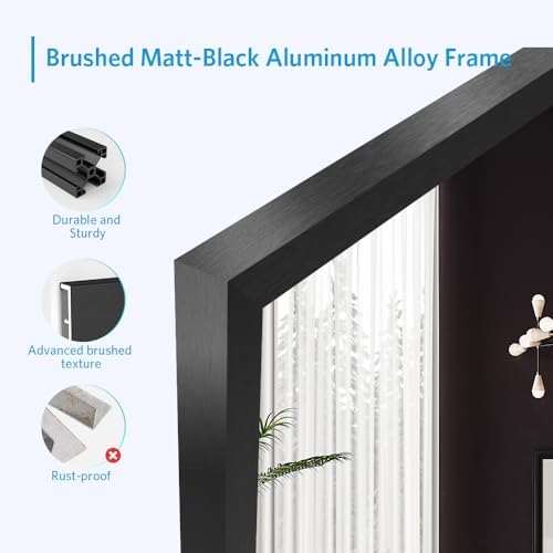 Quavikey Metal Framed Bathroom Mirror Black 30x36 Inch