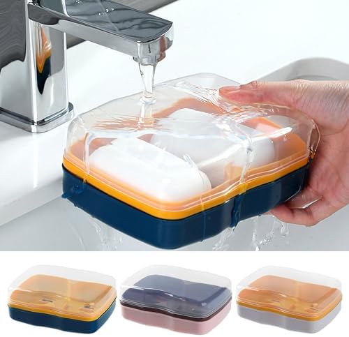 Grebest Dual Compartment Soap Dish with Drainage Tray