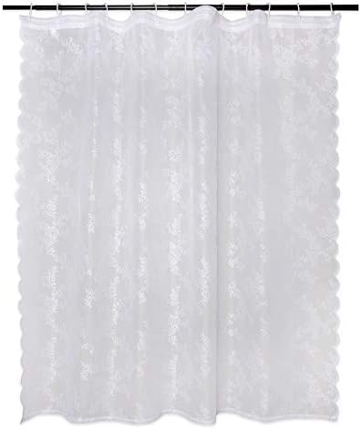 DII Translucent Lace Shower Curtain 72x72 Flower Blossom White