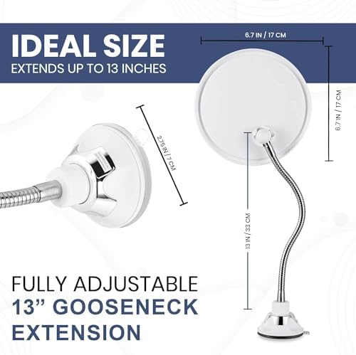 Mirrorvana Flexible Round Fogless Shower Mirror with Adjustable Gooseneck