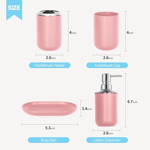 Pink Bathroom Accessories Set 4PCS Boho Decor