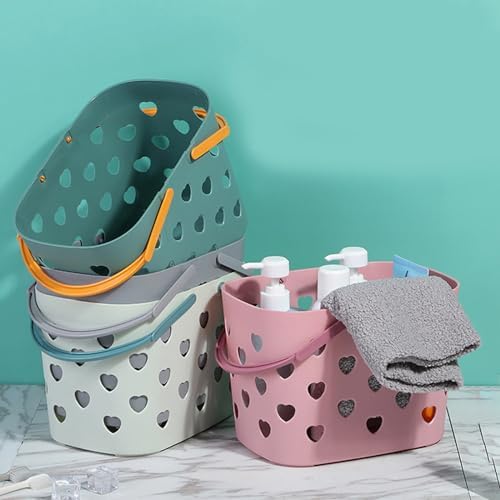 Pink Plastic Storage Basket with Handles and Holes 1
