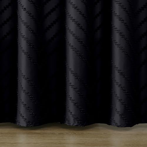 Chevron Extra Long Black Boho Shower Curtain 72x96