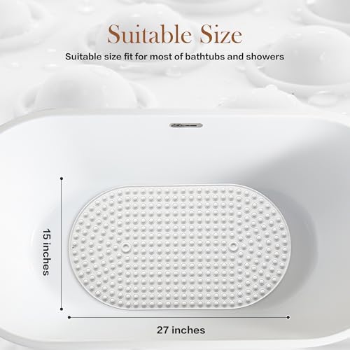 Joiyota Silicone Bath Mat Oval Non-Slip with 27x15 Inches