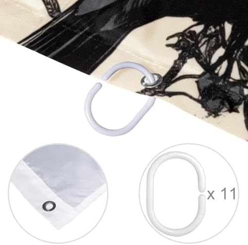 VAPOKF Ravens Skull Roses Shower Curtain Set with 12 Hooks
