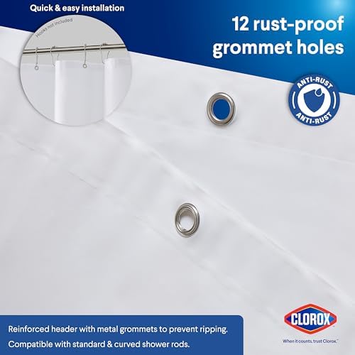 Clorox Premium White Shower Curtain Liner 70x72