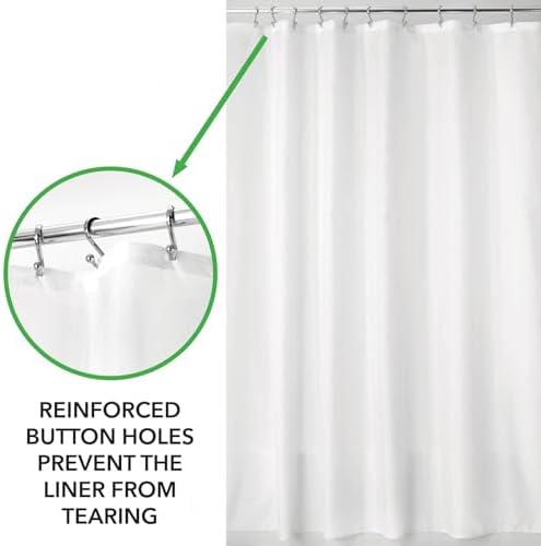 mDesign Heavy Duty Shower Curtain Liner - 72x72 White