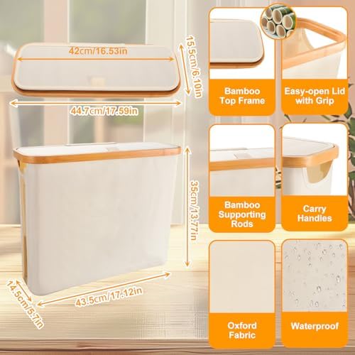 Tefola Toilet Paper Basket with Lid - 12 Roll Storage Container Beige