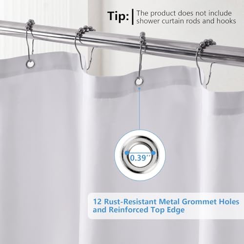 120GSM Waterproof Shower Curtain Liner with 3 Magnets - TPU Coating 71x72 Inch White